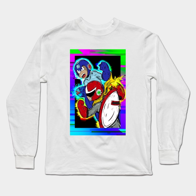 Rockman and Protoman Long Sleeve T-Shirt by Dom Café